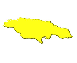 Jamaica 3d map with national color