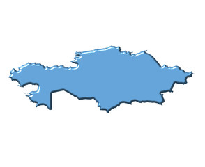 Kazakhstan 3d map with national color