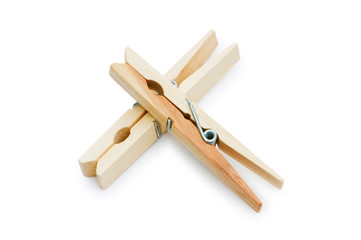 Various pegs isolated on the white background