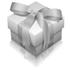 Vector white gift box with ribbon