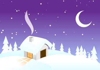 Obraz na płótnie Canvas Snowy night christmas background.