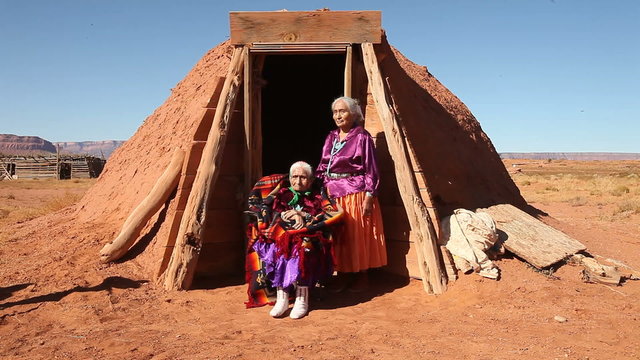 Navajo Wise Elderly Women Outdoors