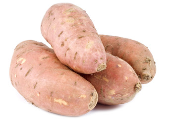 Yams or Sweet Potatoes Isolated on White