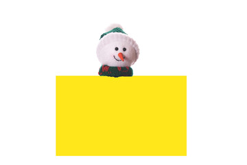 Christmas yellow card with snowman