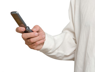 Close up of mobile telephone in hand