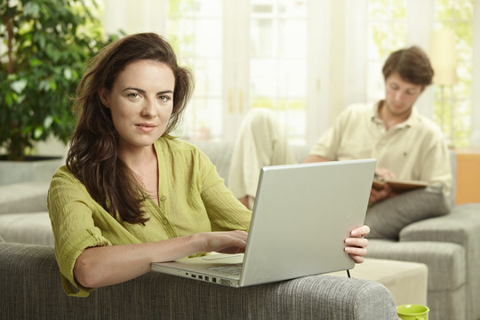 Woman browsing internet