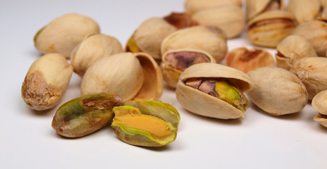 Pistachio nuts isolated on white