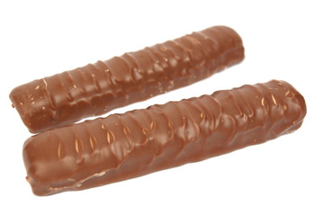 Chocolate sticks isolated on white