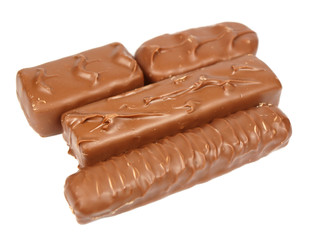 Chocolate sticks isolated on white