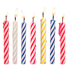 Set of colored birthday candles isolated on white