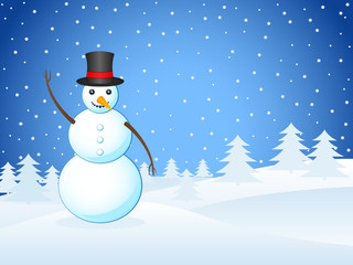 winter landscape and snowman