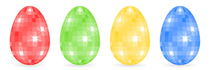 spiegelkugel-ostereier farbig (rot grün gelb blau)