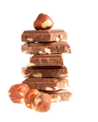 Milk chocolate with nuts and wood nuts (filbert).