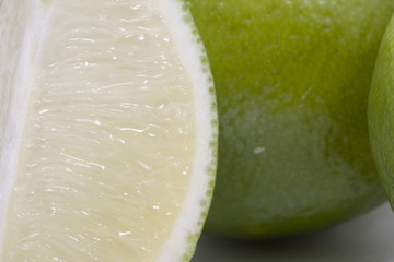 lime in macro, on white