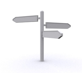 Blank directional sign post