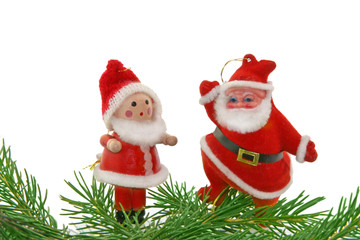 christmas  doll toy  and fur-tree