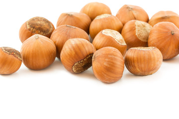 hazelnuts, isolated on white