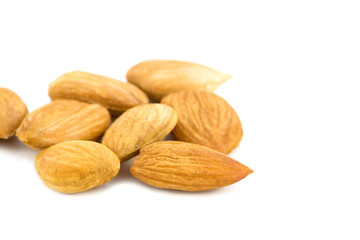 Roasted Almonds on White Background