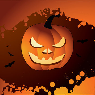 Halloween vector illustration scene with pumpkin