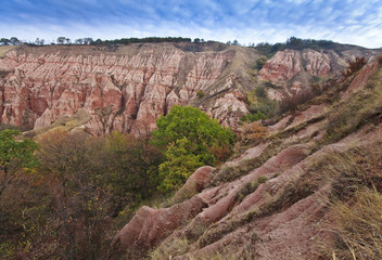 Red rocks in canyon in the fall