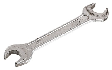 Old spanner isolated on a white background