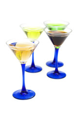 Various cocktails isolated on the white background