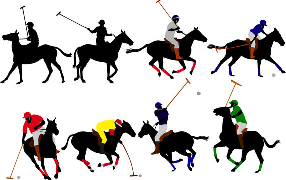 polo players vector silhouettes