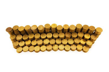 Stack of coins isolated on the white