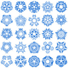 Set of 25 a five-rays crystal gradient snowflakes.