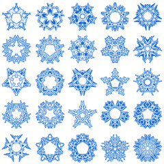 Set of 25 a five-rays crystal gradient snowflakes.