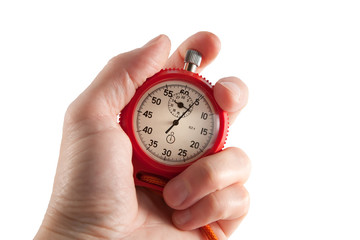 Stopwatch in hand, close-up