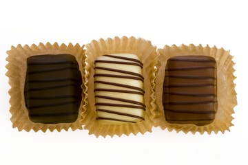 Belgian chocolates on a white background