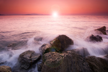 sunset on the Aegean coast