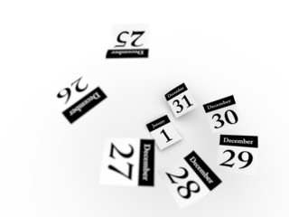 Defocused Calendar pages flying away