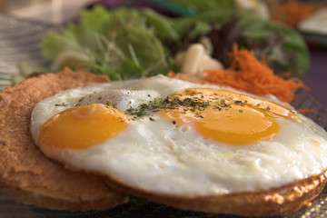 Toast with an egg sunny side up