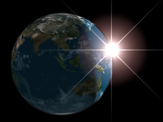 sunrise on the earth planet