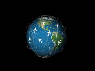 global world travel on black