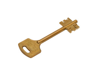 photo of yellow metal key isolated over white