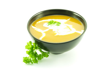 Tomato Soup in a Black Bowl