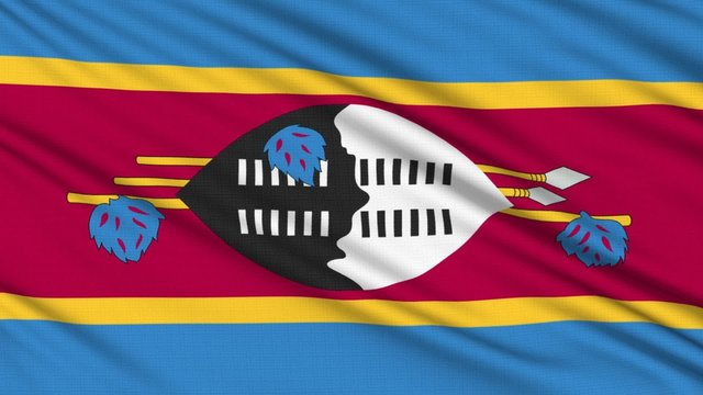 Swaziland Flag, with real structure of a fabric