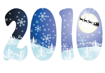 Christmas blue card 2010, vector