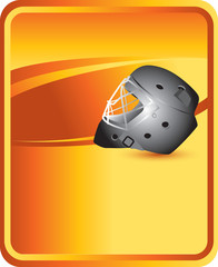 Hockey helmet on gold background
