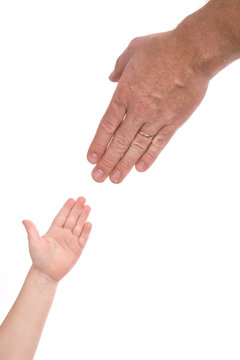 Man reaching for childs hand