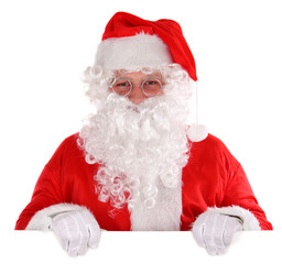 Naklejka premium Santa and white, blank sign