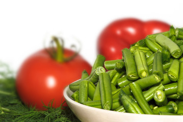 Fresh vegetables. Focus on the beans