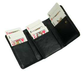 Open wallet with playing cards