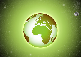 Green beautiful Earth in the Space