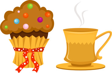 cup of coffee and cute cup cake
