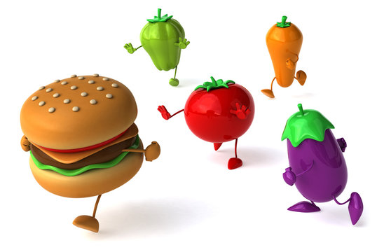 Légumes après hamburger