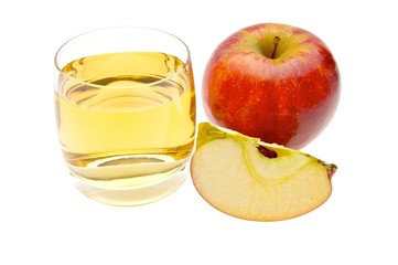 apple and a glass of juice  isolated on white